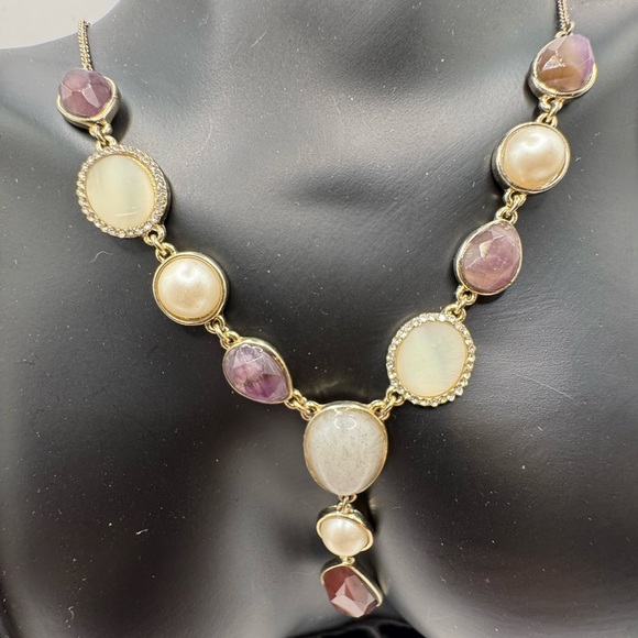 Ann Taylor Factory Elegant Pearl and Gem Necklace - Picture 2 of 4